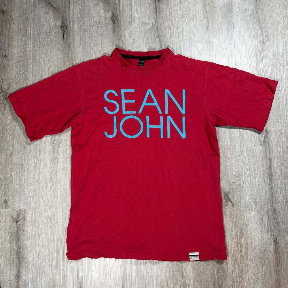 Mens Sean John Graphic Logo Cotton Crewneck T-Shirt Medium